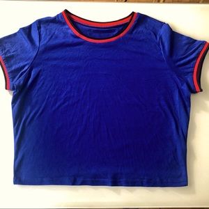 💙 Y2K ringer cropped tee (blue/red)